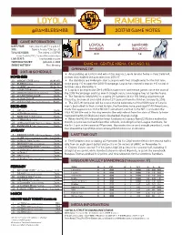 Loyola Ramblers @Ramblersmbb 2017-18 Game Notes