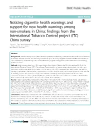 Noticing Cigarette Health Warnings and Support for New Health Warnings