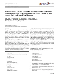 Postoperative Care and Functional Recovery After Laparoscopic Sleeve Gastrectomy Vs