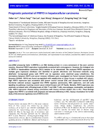 Prognostic Potential of PRPF3 in Hepatocellular Carcinoma