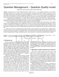 Quantum Management – Quantum Quality Model Rakesh Kumari M.Sc