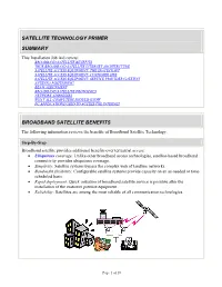 Satellite Technology Primer Summary Broadband