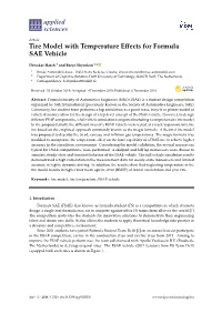 Tire Model with Temperature Effects for Formula SAE Vehicle