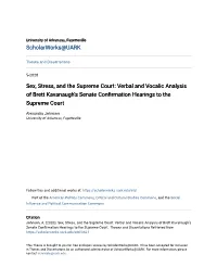 Verbal and Vocalic Analysis of Brett Kavanaugh's Senate Confirmation