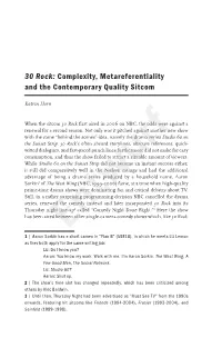 30 Rock: Complexity, Metareferentiality and the Contemporary Quality Sitcom
