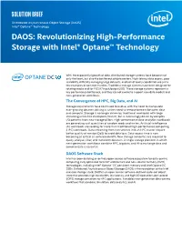 DAOS: Revolutionizing High-Performance Storage with Intel® Optane™ Technology