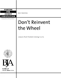 Don't Reinvent the Wheel: Lessons from Problem-Solving Courts