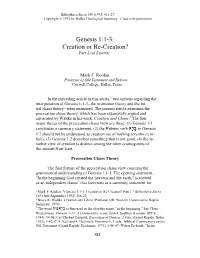 Genesis 1:1-3: Creation Or Re-Creation? Part 2 (Of 2 Parts)