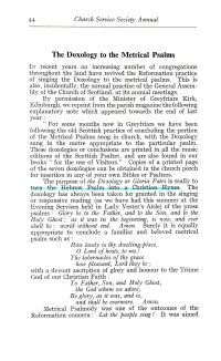 The Doxology to the Metrical Psalms