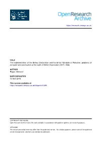TITLE the Implementation of the Balfour Declaration and the British Mandate in Palestine: Proble