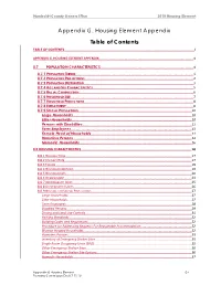 Appendix G. Housing Element Appendix Table of Contents TABLE of CONTENTS