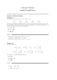 CHUNG-ANG UNIVERSITY Solutions to Problem Set #2 Answers To