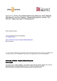 Cole, E. K. (2015). the Method Behind the Madness: Katie Mitchell, Stanislavski, and the Classics. Classical Receptions Journal, 7(3), 400-421