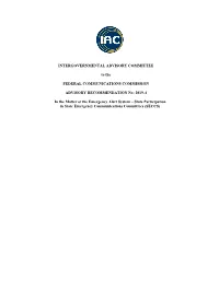 In the Matter of the Emergency Alert System – State Participation in State Emergency Communications Committees (SECCS) TABLE of CONTENTS I