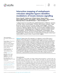 Interaction Mapping of Endoplasmic Reticulum Ubiquitin Ligases Identifies Modulators of Innate Immune Signalling
