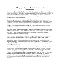Managing Identity and Authentication on the Internet an Introduction