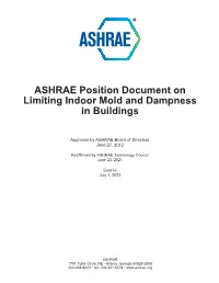 Position Document on Limiting Indoor Mold and Dampness in Buildings