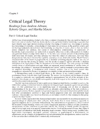 Critical Legal Theory Readings from Andrew Altman, Roberto Unger, and Martha Minow