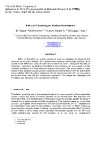 Effect of Tunneling on Shallow Foundations