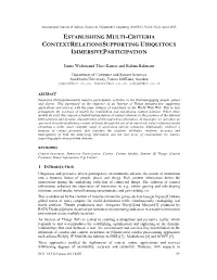 Establishing Multi-Criteria Contextrelationssupporting Ubiquitous Immersiveparticipation