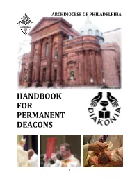 Handbook for Permanent Deacons