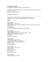 In a Different Light Curated by Lawrence Rinder and Nayland Blake an Exhibition at the University of California, Berkeley Art Mu