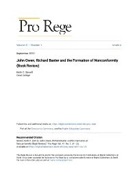 John Owen, Richard Baxter and the Formation of Nonconformity (Book Review)