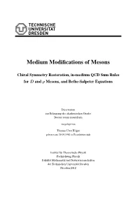 Medium Modifications of Mesons