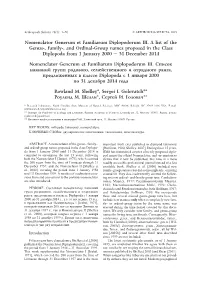Nomenclator Generum Et Familiarum Diplopodorum III. a List of the Genus-, Family-, and Ordinal-Group Names Proposed in the Class