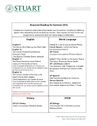 Required Reading for Summer 2016 ​English ​World Language