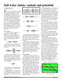 Soil Water Status: Content and Potential by Jim Bilskie, Ph.D