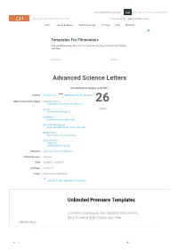 Advanced Science Letters