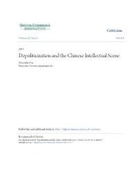 Depoliticization and the Chinese Intellectual Scene Alexander Day Wayne State University, Aday@Wayne.Edu