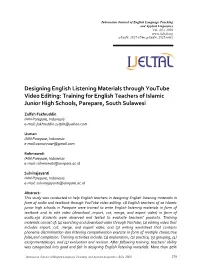 Designing English Listening Materials Through Youtube Video Editing Indonesian Journal of English Language Teaching and Applied Linguistics Vol