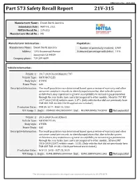 Part 573 Safety Recall Report 21V-315