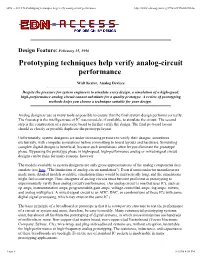 Prototyping Techniques Help Verify Analog-Circuit Performance