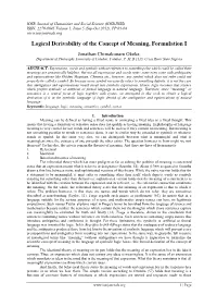 Logical Derivability of the Concept of Meaning, Formulation I