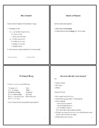 Semantics and Pragmatics How Can One Define What a Word's Meaning