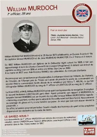 William MURDOCH E Er Officier, 39 Ans C 1 I N P E a R IT S T ONNEL DU U Dispar