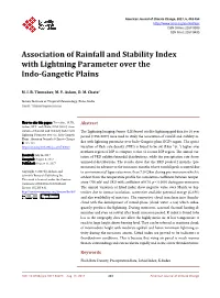 Association of Rainfall and Stability Index with Lightning Parameter Over the Indo-Gangetic Plains