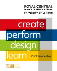 Create Design Perform Learn 2021 Prospectus
