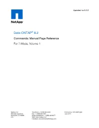 Data ONTAP® 8.2 Commands: Manual Page Reference for 7-Mode, Volume 1