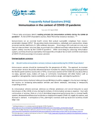 (FAQ) Immunization in the Context of COVID-19 Pandemic