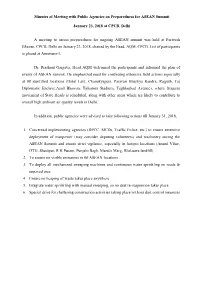 Minutes of Meeting with Public Agencies on Preparedness for ASEAN Summit
