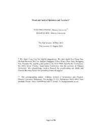 Mood and Analyst Optimism and Accuracy* YUK YING CHANG
