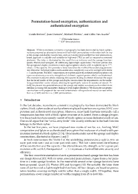 Permutation-Based Encryption, Authentication and Authenticated Encryption