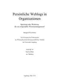 Persönliche Weblogs in Organisationen