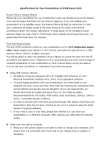 Specifications for Your Presentation at ICOM Kyoto 2019