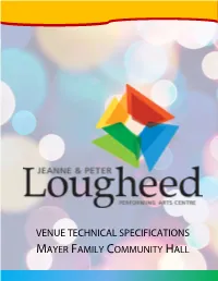 Technical Specifications for Mayer Hall