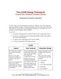 The LUCID Design Framework (Logical User Centered Interaction Design)